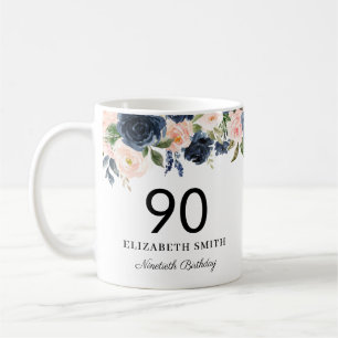 ネービー赤面フローラ90パーソナライズされた誕生日 コーヒーマグカップ