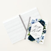 ネービー・アンド・ライト・ブルーのフローラレシピ書 ノートブック (内部)