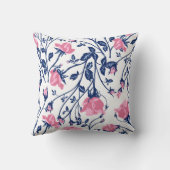 ネービー&ピンクローズフローラフラワープリント クッション (裏面)