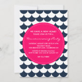 ネービー&ピンク航海の引っ越し祝いパーティーパーティの招待状 招待状 (正面)
