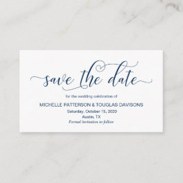 ネービー·ブモダンルー·カリグラティ·ウェディング日付を保存 エンクロージャーカード