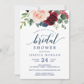 ネービー&ブルゴーニュブライダルシャワー招待状 招待状 (正面)