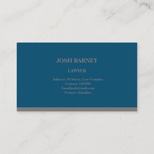 ネービー·ブルー·アンド·ダーク·グレーの法律おもしろい会社の標フォーマル語 名刺 (裏面)