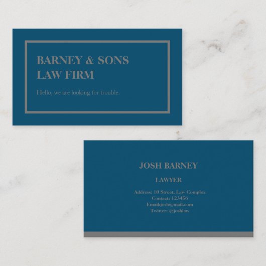 ネービー·ブルー·アンド·ダーク·グレーの法律おもしろい会社の標フォーマル語 名刺 (正面/裏面)