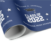 ネービー・ブルー・アンド・ホワイト卒業カスタム ラッピングペーパー (ロールコーナー)