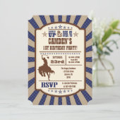 ネービー・ブルー・カウボーイ・ロデオ誕生日パーティーの招待 招待状 (スタンド正面)