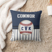 ネービー&ホワイトストライプの野球枕6文字箱 クッション (ブランケット)