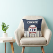 ネービー&ホワイトストライプの野球枕6文字箱 クッション (椅子)