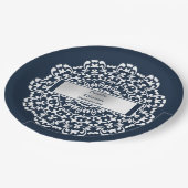 ネービー・ホワイト・シルバーが幸せにスタイリッシュ続く ペーパープレート (アングル)