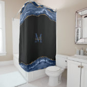 ネービー&金ゴールドアゲートモノパーソナライズされたグラム シャワーカーテン (インサイチュ)