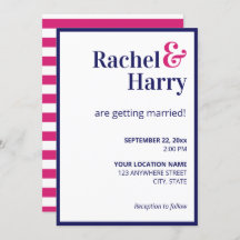 ネービ名門私立校風のーブルー縁ど&ホットピンクストライプ結婚ズズ