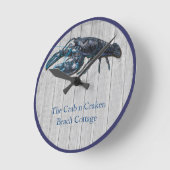 ネービ素朴ーロブスターコースタルグレーウッド ラウンド壁時計 (傾斜)