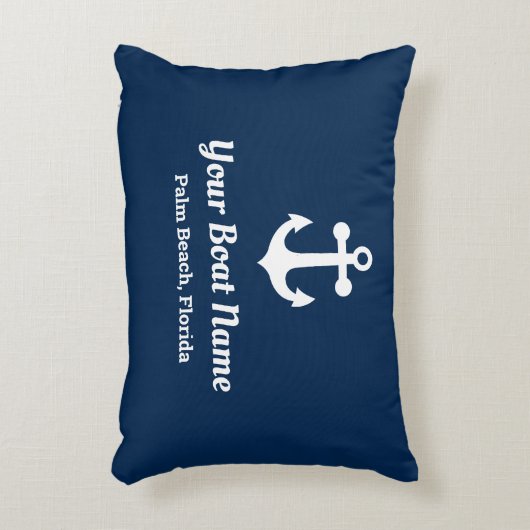 ネービ航海のーブルーカスタム船名ランバーピロー アクセントクッション (正面(垂直))