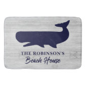 ネービ航海のーブルーホワイトファミリーネー素朴ム鯨 バスマット (正面)
