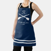 ネービ航海のーブルーローイングオールの苗字BBQ エプロン (インサイチュ)