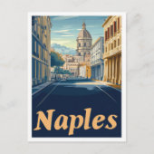 ネープルイタリアアートヴィンテージトラベルイラストレーション ポストカード (正面)