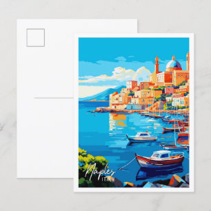 ネープルイタリアアートヴィンテージ旅行イラストレーション ポストカード