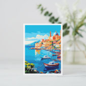 ネープルイタリアアートヴィンテージ旅行イラストレーション ポストカード (スタンド正面)