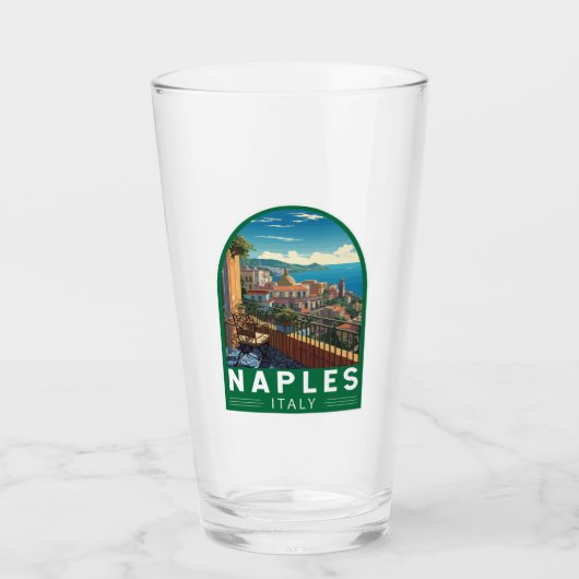 ネープルイタリアトラベルアートヴィンテージ タンブラーグラス (正面)