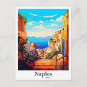 ネープルイタリアヴィンテージトラベルポトレイトイラストレーション ポストカード (正面)