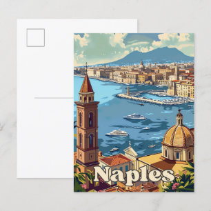 ネープルイタリアヴィンテージレトロ旅行イラストレーション ポストカード