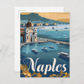 ネープルイタリアヴィンテージレトロ旅行イラストレーション ポストカード (正面/裏面)