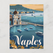 ネープルイタリアヴィンテージレトロ旅行イラストレーション ポストカード (正面)