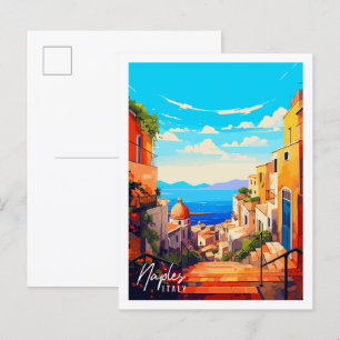 ネープルイタリアヴィンテージ旅行イラストレーション ポストカード