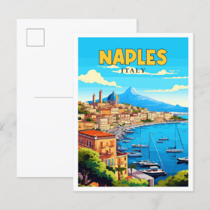ネープルイタリアヴィンテージ旅行イラストレーション ポストカード
