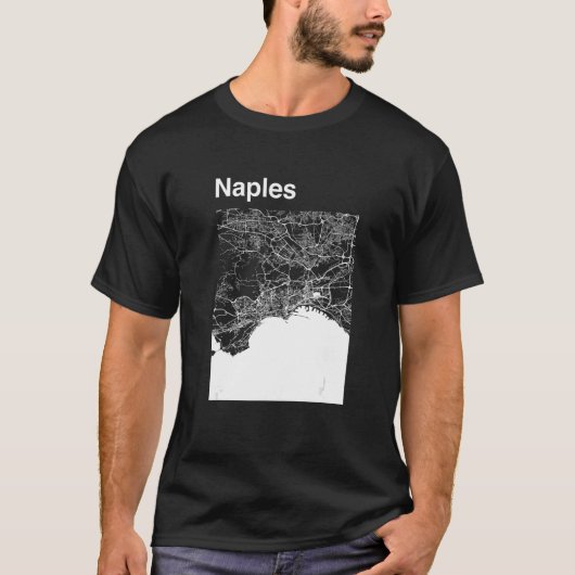 ネープルイタリクラシックア市地図グラフィック Tシャツ (正面)
