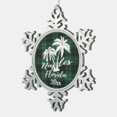 ネープルビーチフロリダパームグリーンプレイド スノーフレークピューターオーナメント (右)