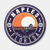 ネープルフロリダビーチレトロサンセットピア80s マグネット (正面)