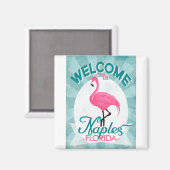 ネープルフロリダピンクフラミンゴ – ヴィンテージレトロトラーブ マグネット (正面/裏面)