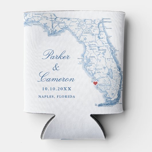 ネープルフロリダマップエレガントな結婚式の好意 缶クーラー (正面)