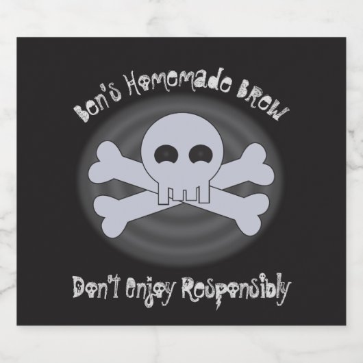 ネームおもしろい自家製ビールスカルブラックブリュー ビールラベル (シングルラベル)