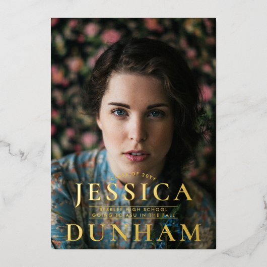 ネームはっきりしたセリフ卒業箔招待状 箔招待状 (正面)