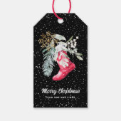 ネームウォータカラーエレガントストッキングスクリプトホリデイ ギフトタグ (正面)