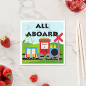 ネームエイジオールアボードトレイン誕生日紙ナプキンス スタンダードカクテルナプキン (インサイチュ)