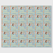 ネームエイジフォトレトロヴィンテージデイジーフラワー誕生日 ラッピングペーパー (フラット)