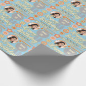 ネームエイジフォトレトロヴィンテージデイジーフラワー誕生日 ラッピングペーパー (角)