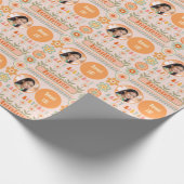 ネームエイジフォトレトロヴィンテージデイジーフラワー誕生日 ラッピングペーパー (角)