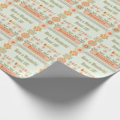 ネームエイジ文字レトロヴィンテージデイジーフラワー誕生日 ラッピングペーパー (角)