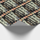 ネームエイジ文字レトロヴィンテージデイジーフラワー誕生日 ラッピングペーパー (角)