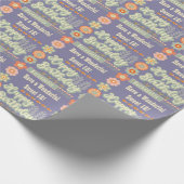 ネームエイジ文字レトロヴィンテージデイジーフラワー誕生日 ラッピングペーパー (角)