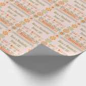 ネームエイジ文字レトロヴィンテージデイジーフラワー誕生日 ラッピングペーパー (角)