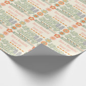 ネームエイジ文字レトロヴィンテージデイジーフラワー誕生日 ラッピングペーパー (角)