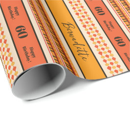 ネームエイジ気持ちエスニックボヘミアンボホオレンジレッド ラッピングペーパー
