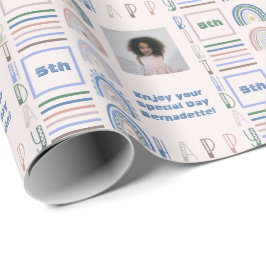 ネームエイジ気持ちボホレインボーピンクブルーグリーン ラッピングペーパー