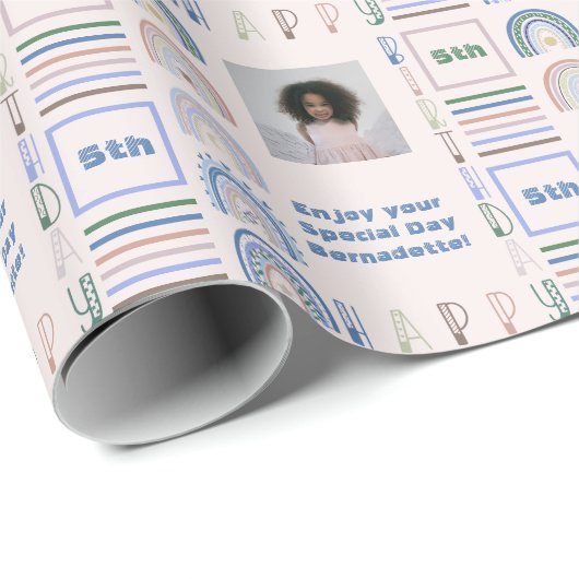 ネームエイジ気持ちボホレインボーピンクブルーグリーン ラッピングペーパー (ロールコーナー)