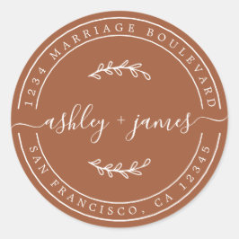 ネームエレガントテラコタ結婚ズ差出人住所 ラウンドシール